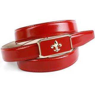 Anthoni Crown Ledergürtel mit eleganter Schließe, Gürtel in Glanzoptik rot 75