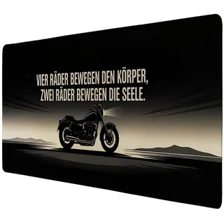Biker-Motiv Schreibtischunterlage 69x31cm XXL Mauspad mit Spruch für Motorradfans Schreibtischunterlage 69x31cm XXL Mauspad für Motorradliebhaber, perfekt als Biker-Büroaccessoire