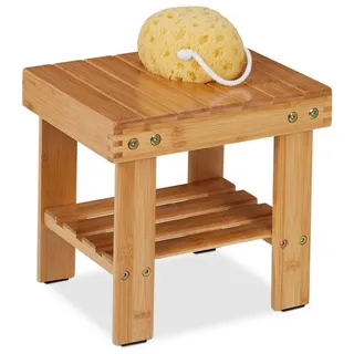 relaxdays Badhocker Bambus Badhocker mit Zusatzablage (1 St) braun