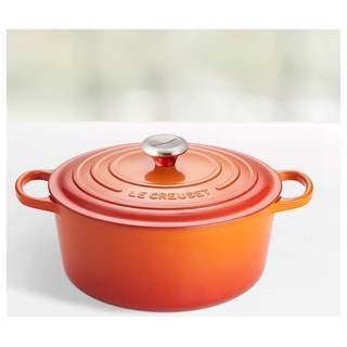 Le Creuset Signature Bräter rund, 20 cm, ofenrot, Emaille hell