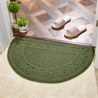 rutschfeste Halbrunder Fußabtreter, Treer Waschbar Schmutzfangmatte Türmatte Outdoor Wetterfest Fußmatten Halbrund Sauberlaufmatte für Eingangsbereich, innen und außen (48 * 78CM,Grün)
