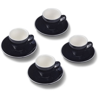 Terra Home Espressotasse extra dickwandiges Espressotassen-Set, Schwarz glossy 90ml, Porzellan, Spülmaschinen und Mikrowellen geeignet 4er Set schwarz