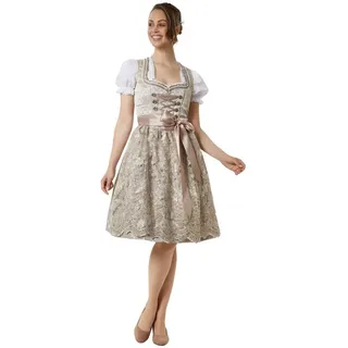 dressforfun Dirndl hochwertiges & elegantes Trachtenkleid Ella Champagner (Premium Midi-Dirndl, Gr. 46) Optimal für Oktoberfest, zünftige Feste und traditionelle Anlässe beige 46