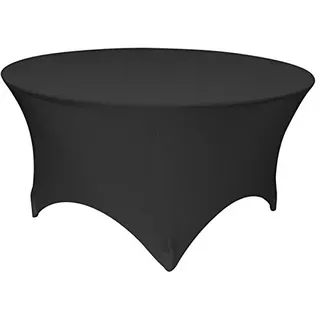 Stoff-Kollektion - Stretch Tischhusse für runde Tische bis 150cm – Elastische Tischüberzüge aus Polyester & Stretch mit Gummifußtaschen – Perfekt für Hochzeit, Event & Gastronomie - Schwarz