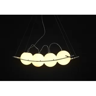 Casa Padrino Designer Pendelleuchte Modern, 4 weisse Glaskugeln getönt, Silber, B 100 cm x T 36 cm x H 20 cm