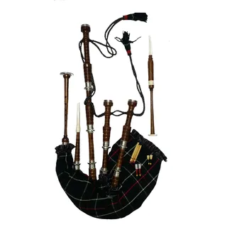 Schottischer Dudelsack aus Palisanderholz mit natürlichem Finish, Metallhalterung, Highland-Dudelsack