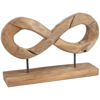 formano Skulptur Unendlichkeit Deko Objekt Teakholz Massiv Holz-Design auf Sockel 50cm braun