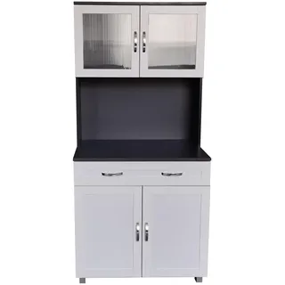 Hti-Living Küchenbuffet mit Glasteil  Grau/Weiß