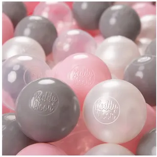 KiddyMoon 100 ∅ 6Cm Kinder Bälle Für Bällebad Spielbälle Baby Plastikbälle Made In EU, Perle/Grau/Transparent/Puderrosa