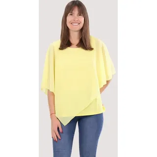 malito more than fashion Chiffonbluse 10732 Schlupfbluse Blusenshirt asymmetrisch geschnitten Einheitsgröße gelb 34-44