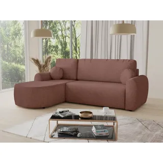Sofnet Ecksofa Jazz mit Schlaffunktion und Bettkasten - Bouclé-Stoff - L-Form Couch, Polstersofa, Schlafsofa, Sofagarnitur, Bettsofa (Rosa (Coral 45), Ec... - Rosa