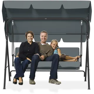 PEILU 176x110x152cm Hollywoodschaukeln mit Sonnendach & Sitzauflage & Stahl Rahmen, 3-Sitzer Garten Schaukelbank belast bis 200KG, Schaukelbank Gartenliege für Outdoor & Indoor (Anthrazit)