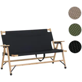 Bambus Campingbank HWC-Q40, Outdoorbank Picknickbank Gartenbank, klappbar Tragegriff Stoff/Textil 117cm ~ schwarz
