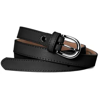 Caspar Taillengürtel GU273 aus echtem Leder schmal klassisch elegant schwarz 75