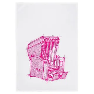 17;30 HOME Geschirrtuch weiss, STRANDKORB, neon pink