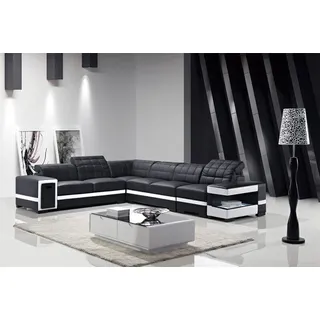 Designer Sofa Couch Ecksofa Polster Garnitur Wohnlandschaft L-Form Garnituren - Schwarz