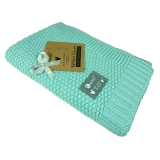 Babydecke gestrickte Decke KC-008, 80x100 cm, Taschen4life, Kuscheldecke für drinnen & draußen, Baby Strickdecke - weich & zart blau