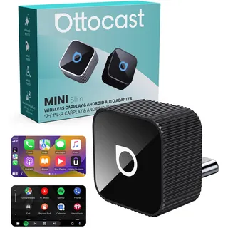 Ottocast Mini Cube 3.0 2026 Kabelloser CarPlay & Android Auto Adapter | USB-C Plug & Play Car Dongle, Wandelt Kabelgebunden in Kabellos, Für Fahrzeuge mit Werksseitigem CarPlay (Schwarz)