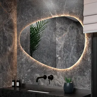 Badezimmerspiegel - 120x75 cm Asymmetrisch - Rahmenlos - Vorbestellen