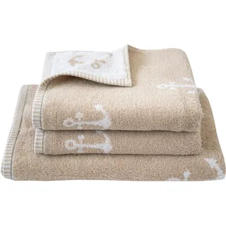 Dyckhoff Maritim, Nautic Handtuchset 50 x 100 cm und 70 x 140 cm beige 3 St.