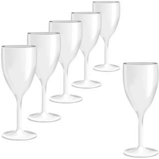 Doimoflair Weinglas aus Kunststoff Weinbecher Plastik Weißweinglas Rotweinglas Weiß 34 cl. Set 6 Stück