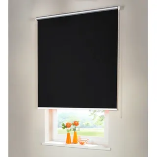 Seitenzugrollo Verdunkelungsrollo THERMO 120 x 250 cm schwarz Kettenzugrollo lichtundurchlässig - Schwarz