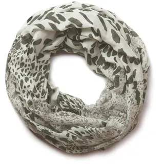 styleBREAKER Damen Loop Schlauchschal mit Leoparden Animal Print Muster, Schal, Tuch, Rundschal 01017009, Farbe:Grau - Einheitsgröße