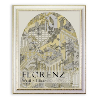 BIRAPA Einzelrahmen Bilderrahmen Florenz, (1 Stück), 70x90 cm, Weiß Silber, Holz silberfarben|weiß 70 cm x 90 cm