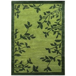 Grün Teppich 100% Wolle 120X180 cm Handarbeit Blatt Designer Orientteppich WT4