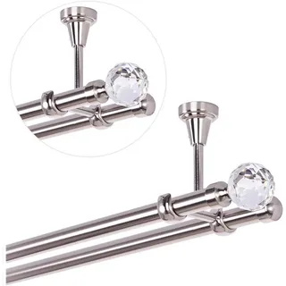 MDEKOR Vorhangstange 2-läufig Ø 19 mm 160 cm Silber