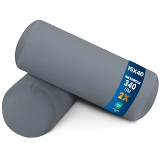 Utopia Bedding Nackenrolle 2er Set, 15x40 cm Kissenrolle Knierolle Zierkissen Sofakissen (Grau)