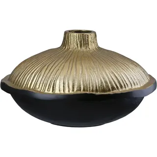 GILDE Tischvase Vase Prero flach goldfarben|schwarz