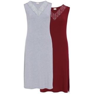 Pure Shape Nachthemd Sleepwear elastisch (Packung, 2-teilig) mit V-Ausschnitt und Spitze grau 34/36