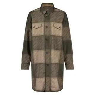 Agu Oversized Rain Langarmhemd - Army Green Check - XL