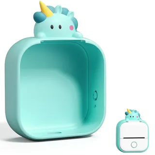 Memoking T02 Schutzhülle - Einhorn-Form, Weiches Silikon, Niedliches Design | Kompatibel mit T02 Minidrucker Mini Thermodrucker Handy Bluetooth Mini Drucker Fotodrucker Tiny Printer Taschendrucke, Grün