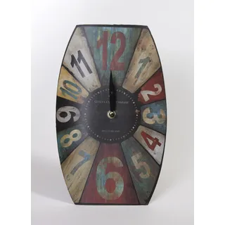 GILDE Standuhr oval aus Metall mit bunten Zahlen, 30 cm