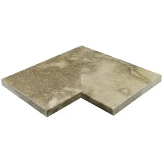 WOHNRAUSCH Beckenrandsteine »Sunniva«, LxBxH: 61 x 61 x 3 cm, Travertin, braun/orange, Eckstück 2-teilig, gefast - gelb