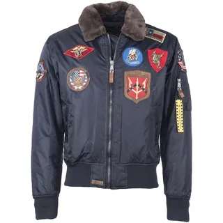 Bomberjacke TOP GUN "TG20192047", Herren, Gr. 54 (XL), blau (navy), Obermaterial: 100% Nylon . Innenfutter: 100% Polyester. Strick: 100% Polyester, Jacken Bomberjacke