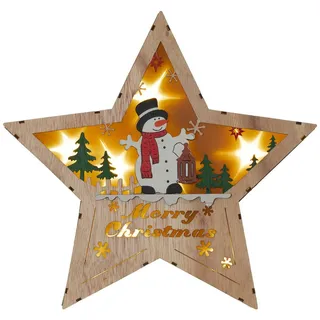 Holzstern 3D Optik 8 LED warm weiß Ø 30 cm Batterie 25 cm Weihnachtsdeko Stern