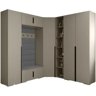 Abiks Möbel Garderoben-Set, Kaschmir, Grau, Schwarz, Holz, Nachbildung, 2-Sitzer, 231.7x236.7x47 cm, Garderobe, Garderoben-Sets & Serien, Garderoben-Sets
