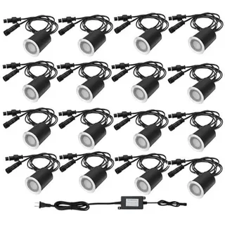 Ulisem 16-teiliges Led-einbaustrahler-set Für Den Außenbereich, 32 Mm Durchmesser, Ip67, 12 V, Weißes Licht Für Terrasse