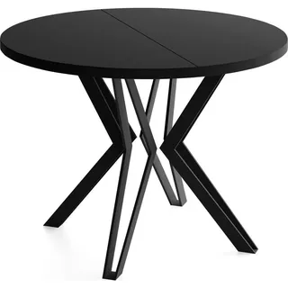 WFL GROUP Runder Tisch 100 x 76 x 100 cm schwarz