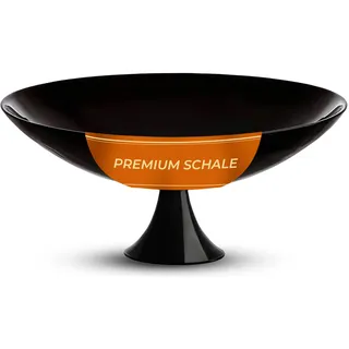 CRISTALICA Obstschale Schwarz - Dekoschale mit Fuß aus Glas - 33 cm Durchmesser - Premium Süßigkeiten Schale - Handarbeit Made in Germany - Glasschale Deko - Schale Schwarz - Obstschale Modern