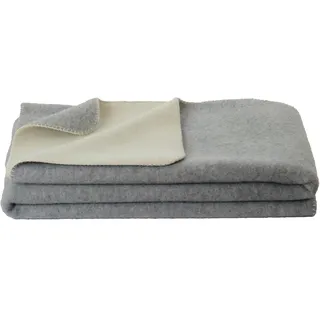 STEINBECK Doubleface-Decke Ökolana aus 100% naturbelassener Schurwolle, in 4 Größen und 3 Farben, Grau/Weiß Größe 150x220 cm