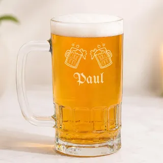 Wanapix | Bierglas Personalisiert mit Foto und Text | Bierkrüge | Bierglas mit Gravur | 500 ml | Bierkrüge zum Verschenken | Prost