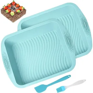 Famanu Silikon-Browniebackform quadratisch, antihaftbeschichtet und BPA-frei, wiederverwendbar für Brownies, Tiramisu und Kuchen