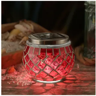 MARELIDA Solarleuchte Glas H: 9cm 1er Set rot