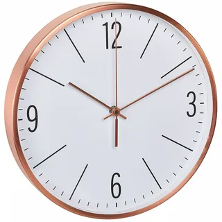 TFA Dostmann 60.3534.51 Funk-Wanduhr mit Rahmen aus kupferfarbenem Metall und Sweep-Werk (Kupfer mit Batterie)