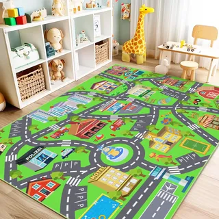 Rezutan Spielteppich Straße Kinder, Kinderteppich Spielzimmer 140X200cm