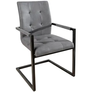 Riess-Ambiente Stuhl OXFORD - vintage grau mit Armlehne Eisengestell Design Freischwinger